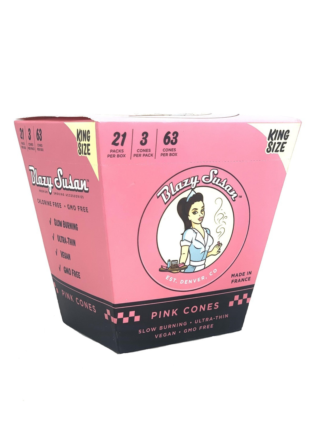 Blazy Susan Pink Rolled Cones King Size 21pk