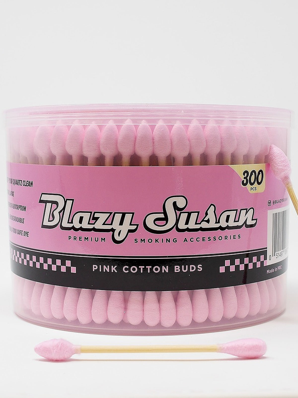 Blazy Pink Cotton Buds | Thick Cotton Swabs | No Residue or Aftertaste | 300ct