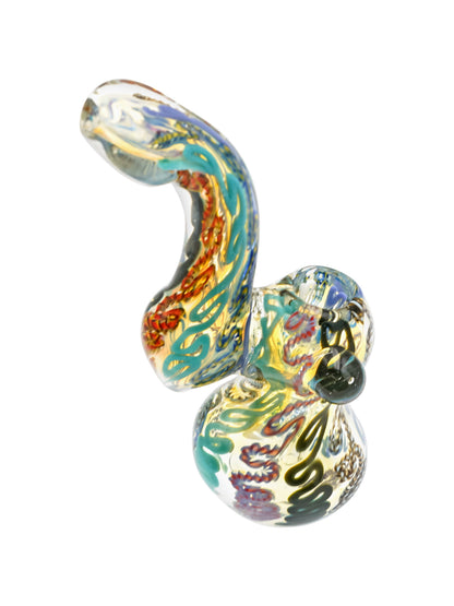 6" High Orange Waves Glass Bubbler