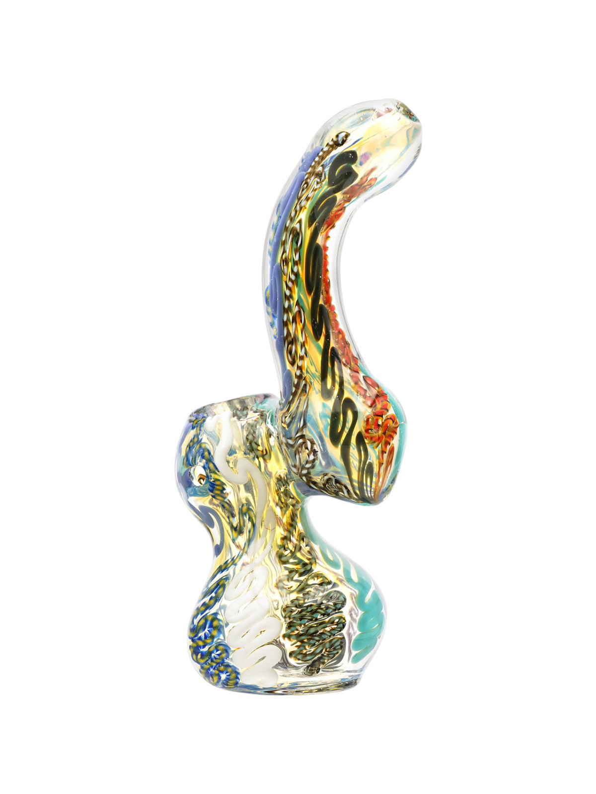 6" High Orange Waves Glass Bubbler