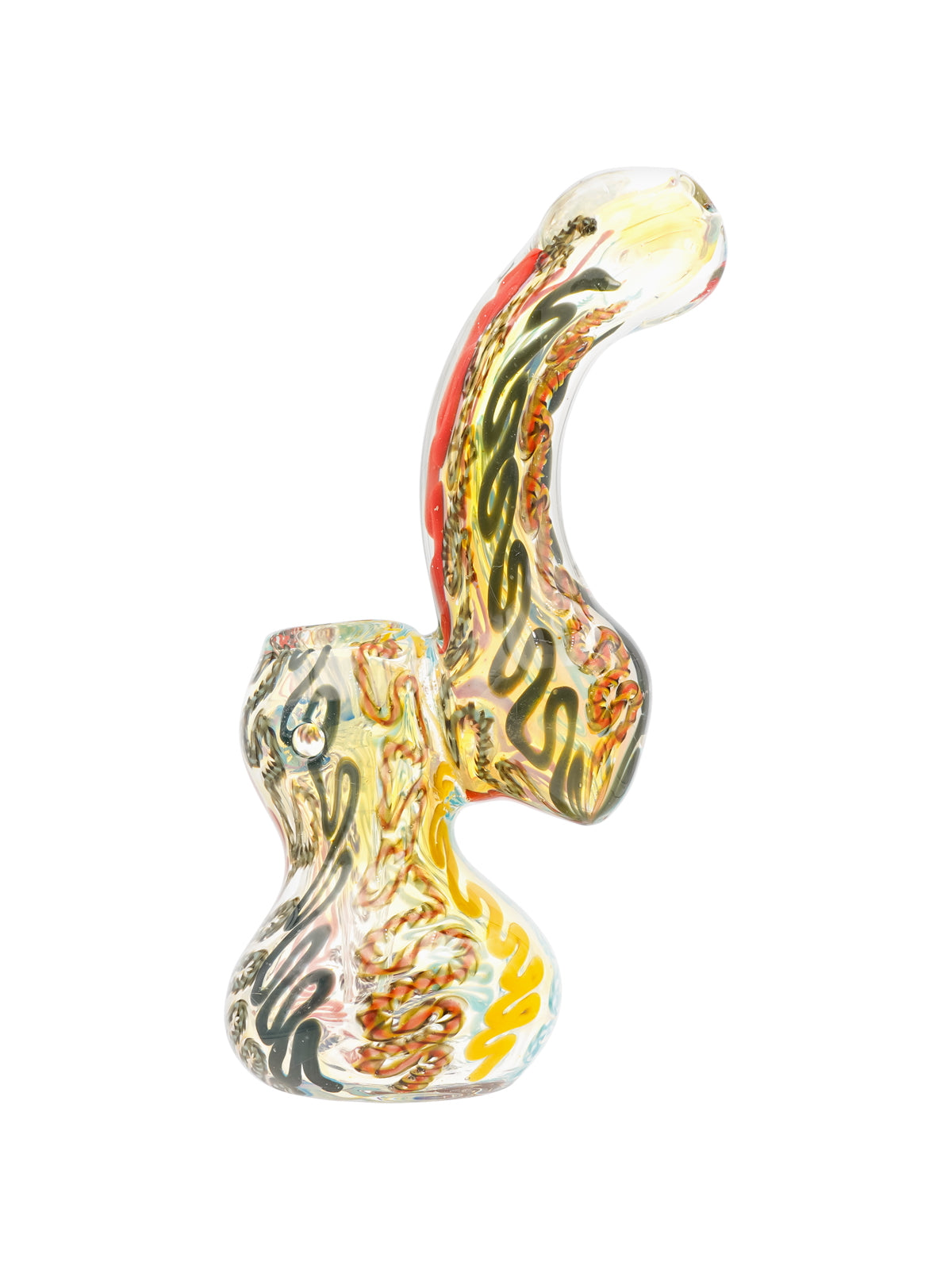 6" High Orange Waves Glass Bubbler