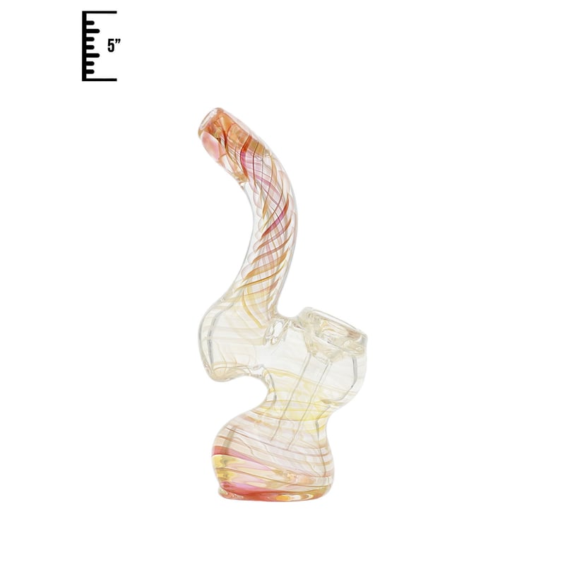 5" Yellow Pink Glass Bubbler