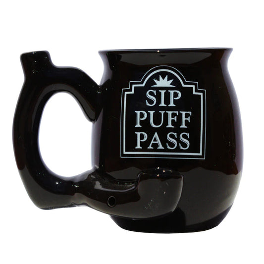 Black Sip Puff Pass Mug Pipe