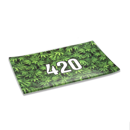 Green 420 Glass Shatter Resistant Rolling Tray