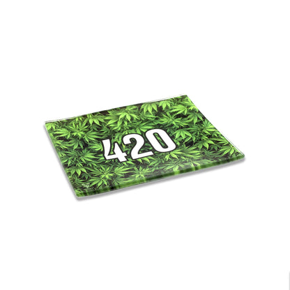 Green 420 Glass Shatter Resistant Rolling Tray