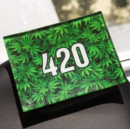 Green 420 Glass Shatter Resistant Rolling Tray