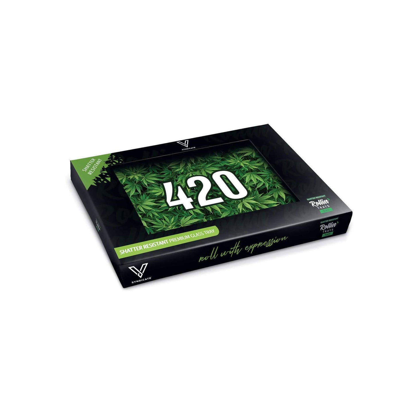 Green 420 Glass Shatter Resistant Rolling Tray